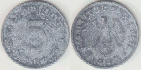 1943 B Germany 5 Pfennig A004551